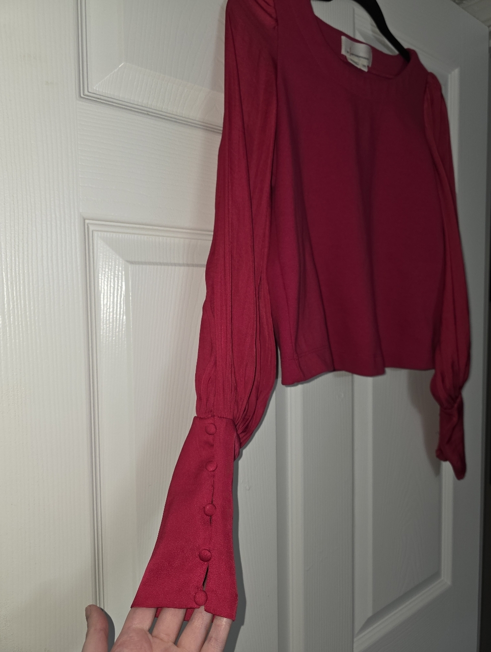 By Anthropologie Hot Pink Button Sleeve Blouse Size XXS - Picture 2 of 5